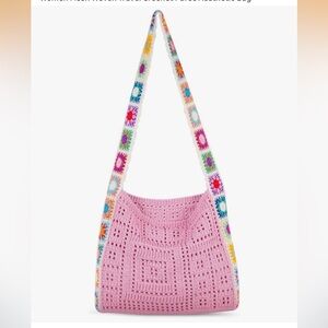 🆕 Crochet Beach Tote Bag Summer Vacation Hobo Tote Knit Bags